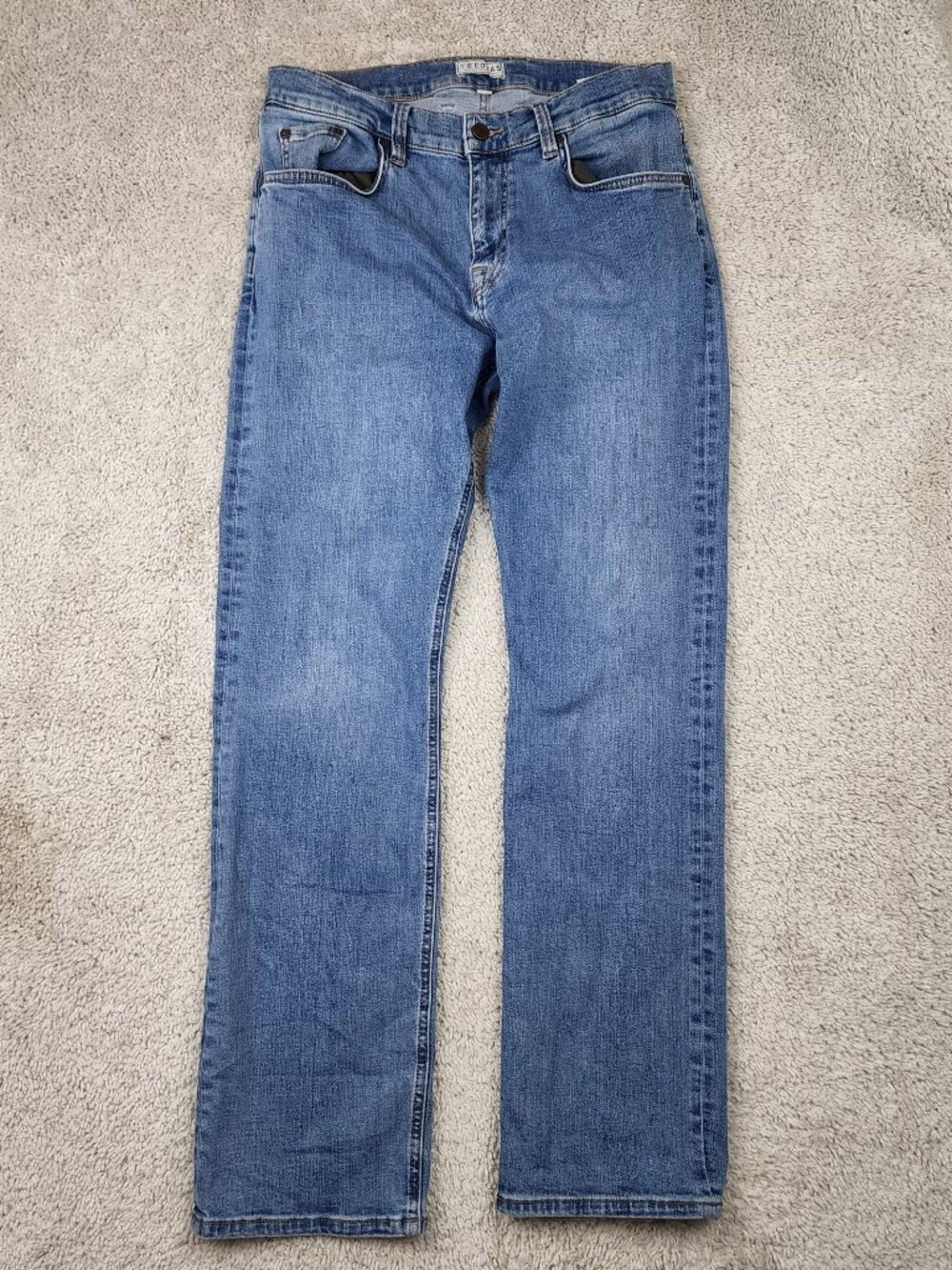 Tecovas Jeans Mens 33x32 Slim Medium Blue Distressed Stretch Denim 5-Pocket USA